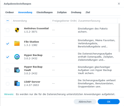 Anwednungseinstellungen