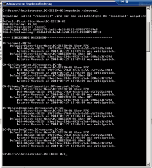 Ergebnis von repadmin /shorepl Ergebnis von repadmin /shorepl