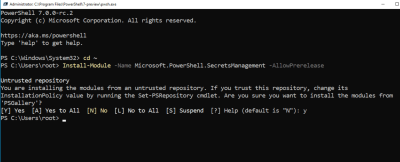 Installation von Microsoft.PowerShell.SecretsManagement unter PowerShell 7 Installation von Microsoft.PowerShell.SecretsManagement unter PowerShell 7