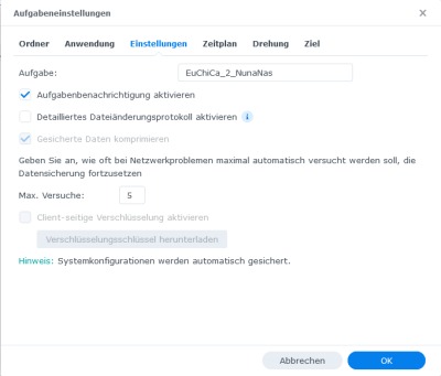 Aufgabeneinstellungen Aufgabeneinstellungen